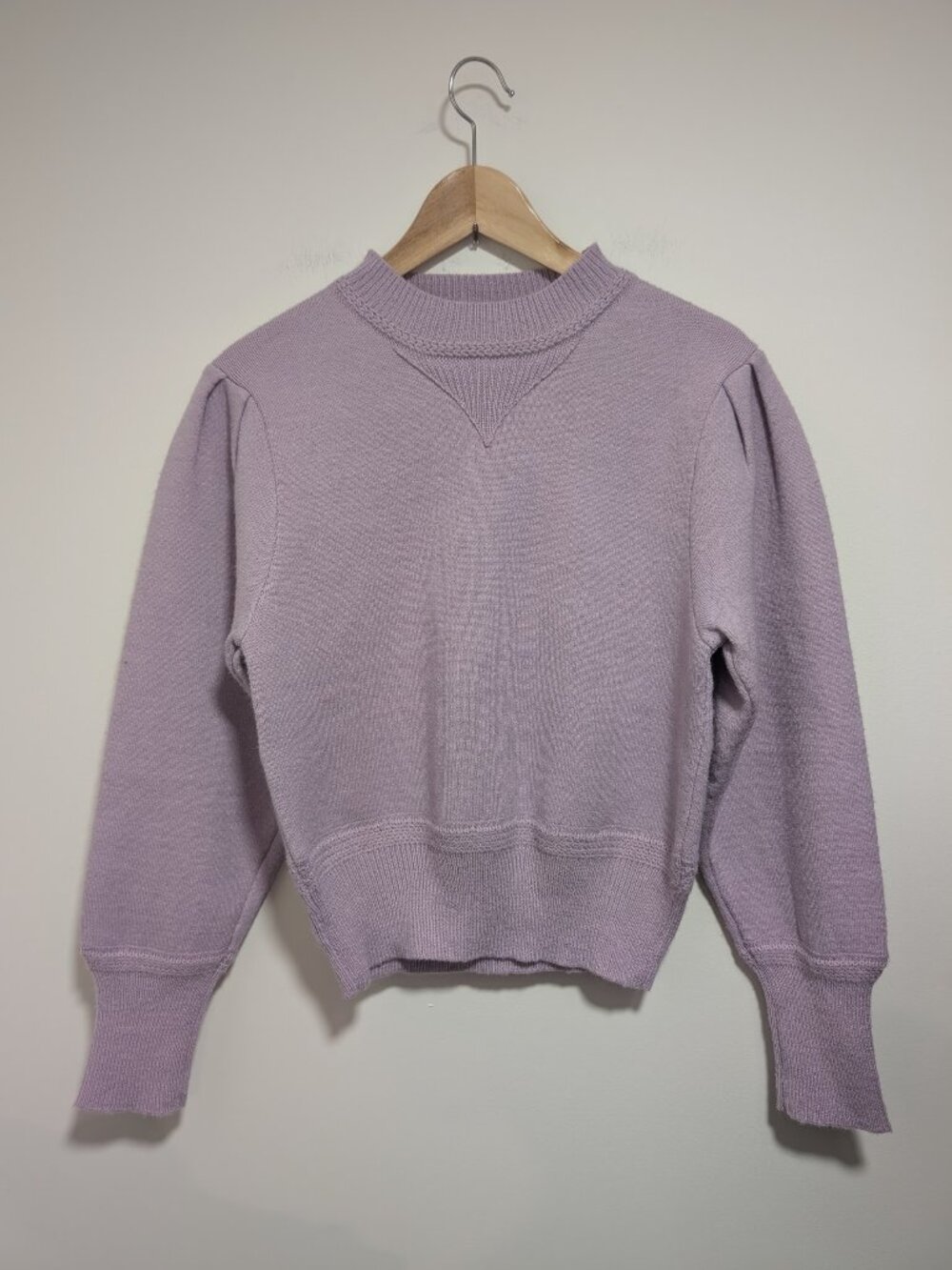 dRA Los Angeles | Puff Sleeve Mock Neck Knit Sweater In Lavender